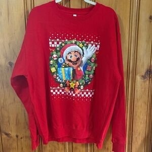 Men’s Nintendo Super Mario Christmas Sweatshirt - Red - Size XL